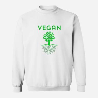 Vegan Tree Roots Green Vegetarian Love Mother Earth Organic Sweat Shirt - Seseable