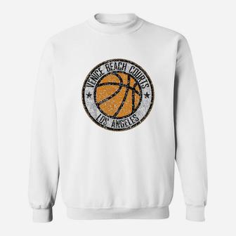 Venice Beach Basketball Court Circle Distressed Print Sweat Shirt - Seseable