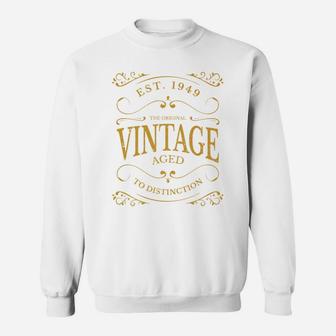 Vintage 70th Birthday Whiskey Wine Label Sweat Shirt - Seseable