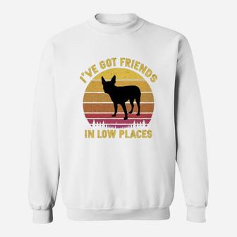 Vintage Boston Terrier I Have Got Friends In Low Places Dog Lovers Sweat Shirt - Seseable