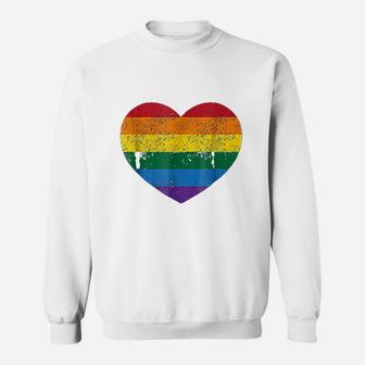 Vintage Distressed Gay Pride Heart Sweat Shirt - Seseable