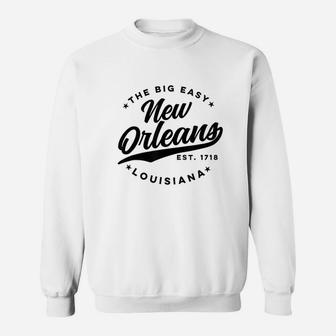 Vintage New Orleans Louisiana The Big Easy Black Text Sweat Shirt - Seseable