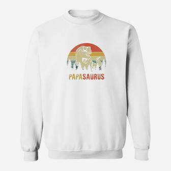 Vintage Papasaurus T Rex Papa Saurus Dinosaur Dad Father Sweat Shirt - Seseable