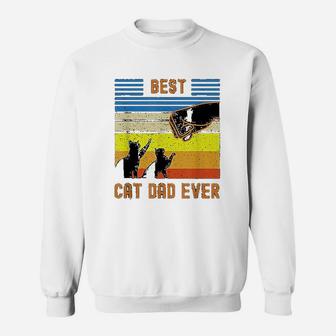 Vintage Retro Best Cat Dad Ever Sweat Shirt - Seseable