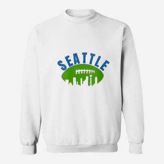 Vintage Seattle Cityscape Retro Football Graphic Sweat Shirt - Seseable