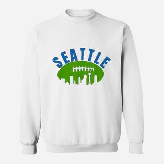 Vintage Seattle Cityscape Retro Football Graphic Sweat Shirt - Seseable