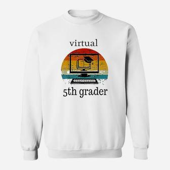 Virtual 5th Grader Vintage Distance Learning Back To School Sweat Shirt - Seseable