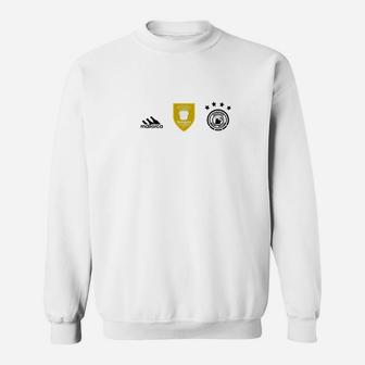 Weißes Herren Sweatshirt mit Wappen & Ikonen-Design, Minimalistisch - Seseable