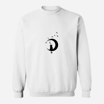 Weißes Sweatshirt mit Musiknoten und Violinschlüssel, Musiker Tee - Seseable