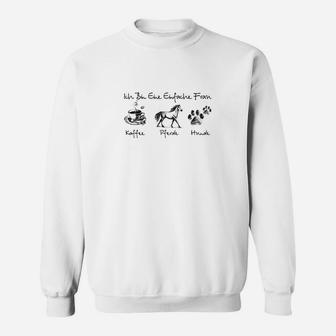 Weißes Sweatshirt Wie ich eine Epidemie form, Kaffee & Hund Motiv - Seseable