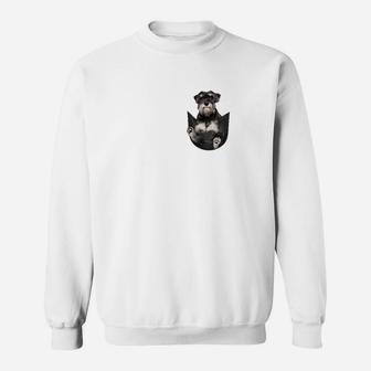 Weißes Unisex Sweatshirt mit Katzen-Taschenprint, Stilvolles Katzenmotiv - Seseable