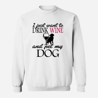 Wein & Hund Sweatshirt für Weinliebhaber und Hundebesitzer - Seseable