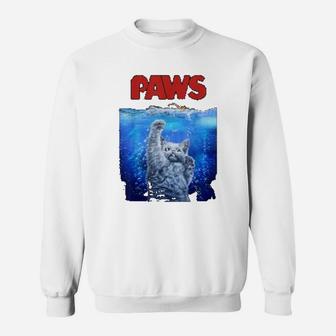 White Siamese Cat Threat From The Deep Sea Paws Sweat Shirt | Seseable UK