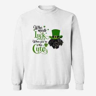 Who Needs Luck When You Are This Cute Funny Portuguese Water Dog St Patricks Day Dog Lovers Gift Sweat Shirt - Seseable