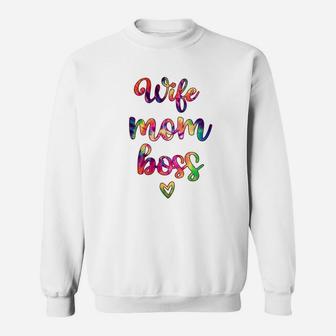 Wife Mom Boss Colorful Sweat Shirt - Seseable