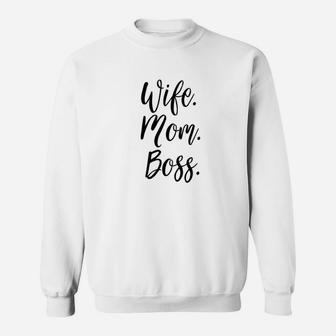 Wife Mom Boss Lady White Mommy Gift Christmas Sweat Shirt - Seseable