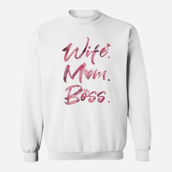 Wife Mom Boss Pink Sweat Shirt - Seseable