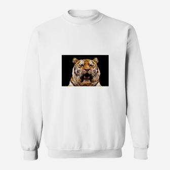 Wildtier-Pracht Sweatshirt mit Tiger-Gesicht, Weiß - Seseable