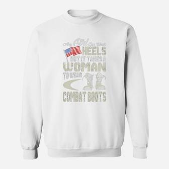 Woman To Wear Combat Boots Army Military T Shirt Sweat Shirt - Seseable