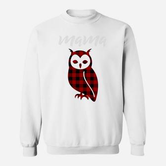 Womens Mama Owl Mama Owl Plaid Sweat Shirt - Seseable