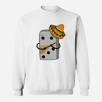 Womens Mexican Train Dominoes Funny With Guitar And Sombrero Sweat Shirt - Seseable
