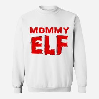 Womens Mommy Elf Christmas Funny Matching Family Costume Sweat Shirt - Seseable