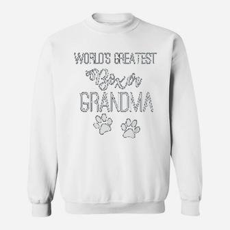 Worlds Greatest Boxer Grandma Love My Dog Paws Print Sweat Shirt - Seseable