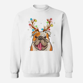 Xmas Funny Bulldogs With Antlers Christmas Xmas Tee Sweat Shirt - Seseable