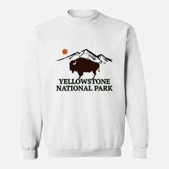Yellowstone National Park Bison 70s Retro Design Sweat Shirt - Seseable