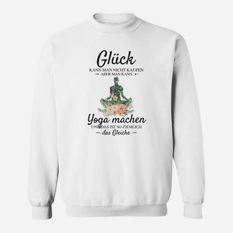Yoga-Sweatshirt Glück durch Yoga für Enthusiasten, Weißes Unisex Design - Seseable