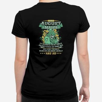 August Mann Schwarzes Frauen Tshirt, Individueller Druck mit Spruch - Seseable