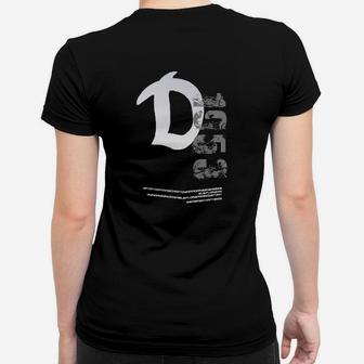 Herren Frauen Tshirt Schwarz mit Weißem Buchstaben D Design, Grafikdruck - Seseable