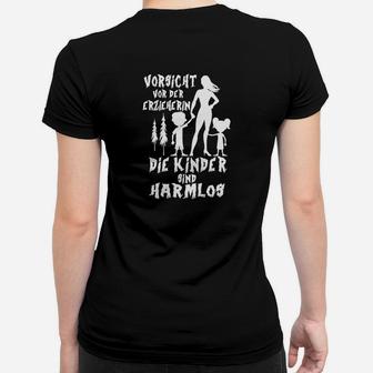 Humorvolles Lehrer-Frauen Tshirt Vorsicht vor Erzieherin, Kinder harmlos - Seseable