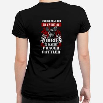 Lustiges Zombie-Hunde Frauen Tshirt, Prager Rattler Motiv - Seseable