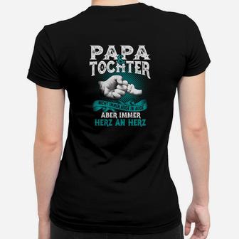 Papa Tochter Liebe Herz an Herz Schwarzes Frauen Tshirt, Familienliebe Design - Seseable