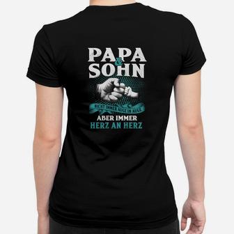 Papa und Sohn Hand in Hand Frauen Tshirt, Herz an Herz Design - Seseable