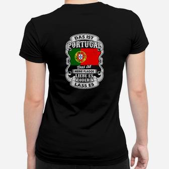 Portugal Flaggen-Frauen Tshirt mit Patriotischem Spruch, Schwarz - Seseable