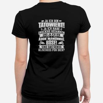 Provokatives Statement Frauen Tshirt mit Tattoo-Spruch, Schwarz - Seseable