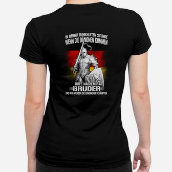 Rittermotiv Schwarzes Frauen Tshirt, Inspirierender Spruch in Deutsch - Seseable