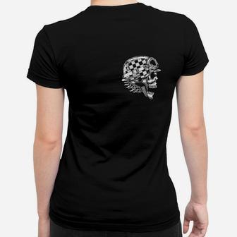 Schwarzes Frauen Tshirt für Herren, Schachbrett-Schädel-Design, Modisches Tee - Seseable