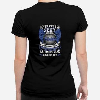 Sexy und Harter Arbeiter Spruch Frauen Tshirt, Humorvolles Schwarz Tee - Seseable