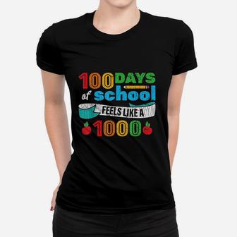 100 Days Of School For Students Teachers Funny Gift Ladies Tee - Seseable