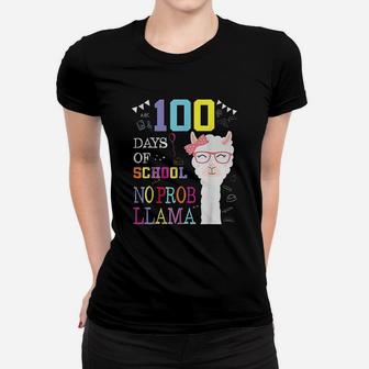 100 Days Of School No Probllama Llama 100th Day Ladies Tee - Seseable