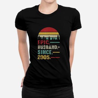 16th Wedding Anniversary Gift Ideas Epic Husband Since 2005 Ladies Tee - Seseable