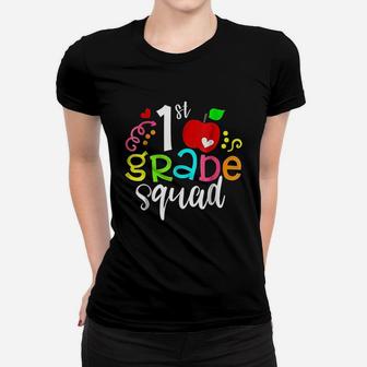 1st First Grade Squad Back To School Teacher Ladies Tee - Seseable