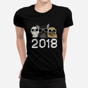 2018 Year Of The Dog New Year French Bulldog Pug Ladies Tee - Seseable