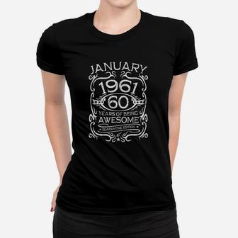 61 Years Old Gifts Vintage January 1961 61st Birthday Gift Ladies Tee - Seseable