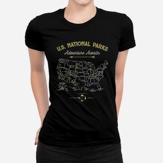 62 National Parks Map Gifts Us Park Vintage Camping Hiking Ladies Tee - Seseable