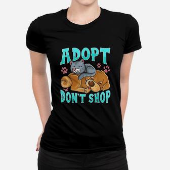 Adopt Do Not Shop Cat And Dogs Ladies Tee - Seseable