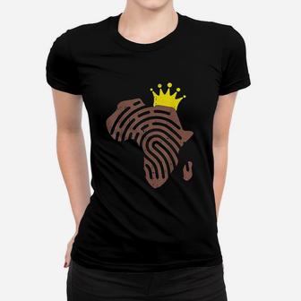 Africa Fingerprint Crown Black History Pride Heritage Gift Ladies Tee - Seseable